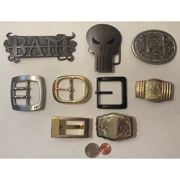 Vintage Lot of 9 Assorted Different Belt Buckles, Bam, Italy, Country & - Picture 1 of 8
